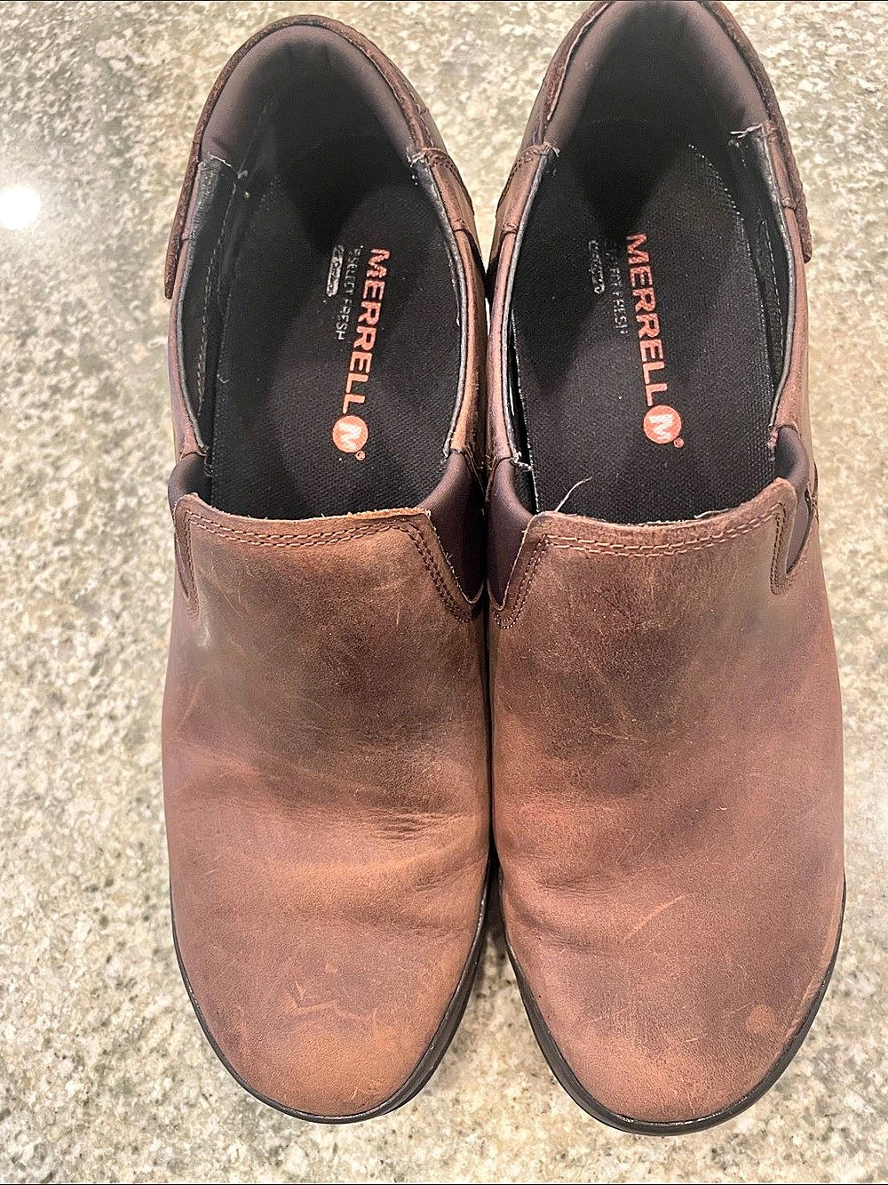 Merrell Butter Rum Brown buckskin Leather Slip-On Moc shoe US 9.5